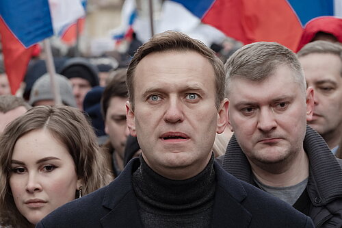 Alexei Navalny on a march in memory of politician Boris Nemtsov, who was killed in Russia. Image: Michał Siergiejevicz